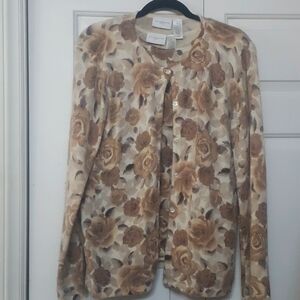 Cardigan with shell. Liz Claiborne floral sweater set.